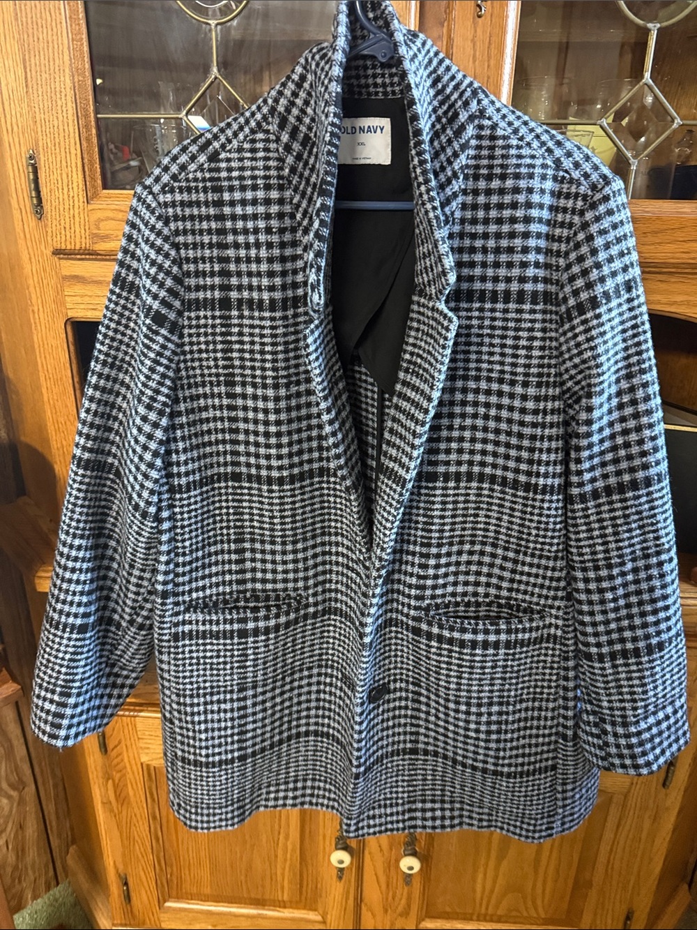 Old Navy Black and grey Houndstooth jacket EUC size XXL